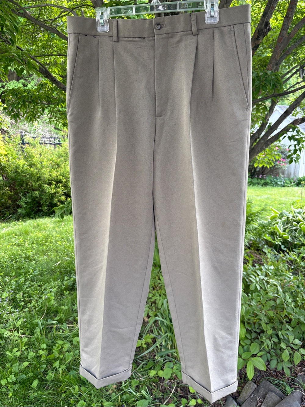 Claiborne Men's Khaki Pleated Chinos in Light Taupe